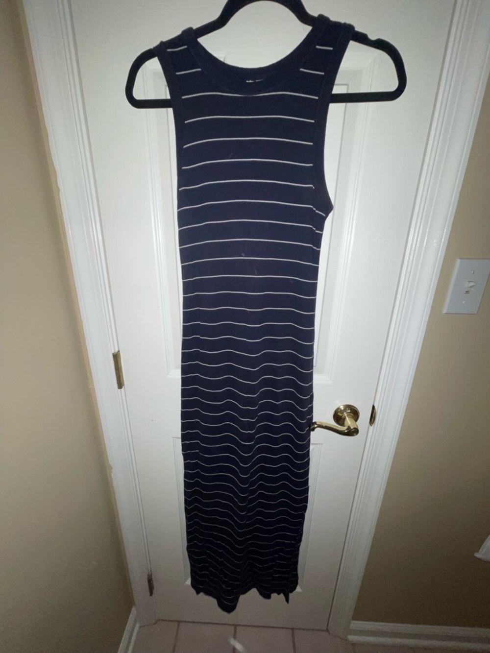 Universal Thread Navy and White Striped Ribbed Maxi Dress